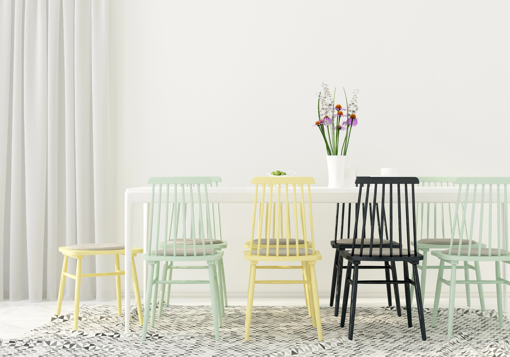 Home with colorful wooden chairs